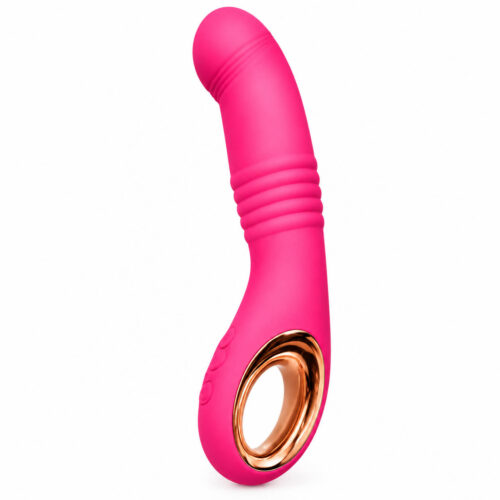 Rechargeable Curved Wand Vibrator with Textured Shaft – Pink Personal Massager